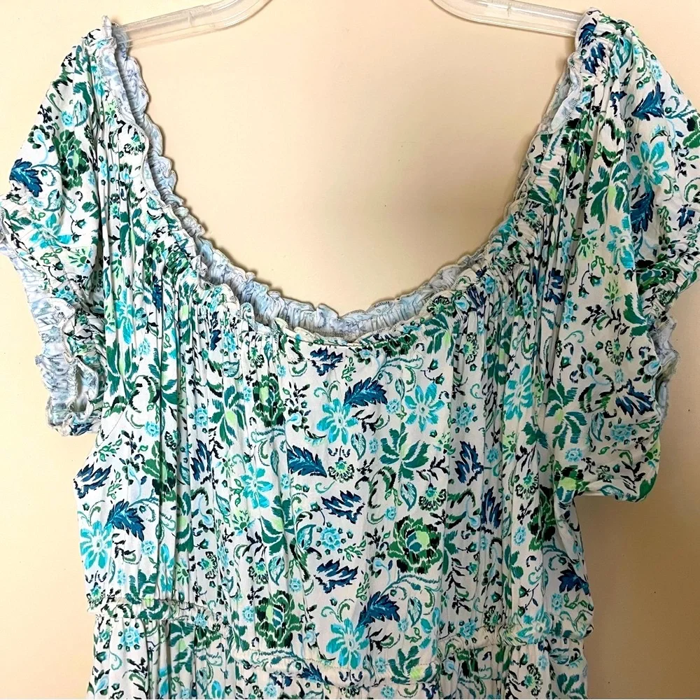 Torrid Off-Shoulder Midi Dress 3X Short Sleeves Ditzy Floral Cottagecore Peasant - Picture 9 of 14